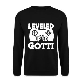 Befördert zum Götti Patenonkel Schweiz - Unisex Pullover - Schwarz - Vorne - Alina (178cm) & Michal (187cm)