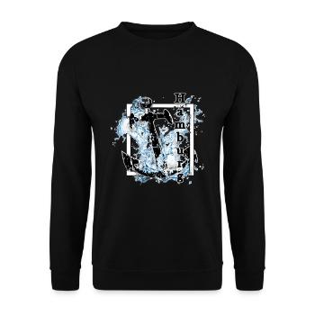 Hamburg Anker Schriftzug - Unisex Pullover - Schwarz - Vorne - Alina (178cm) & Michal (187cm)