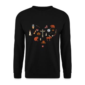 Canadian Vintage Symbols Canada Flag Maple Leaf - Unisex Pullover - Schwarz - Vorne - Alina (178cm) & Michal (187cm)