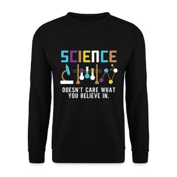 Wissenschaft - Es Ist Egal, Woran Du Glaubst - Unisex Pullover - Schwarz - Vorne - Alina (178cm) & Michal (187cm)