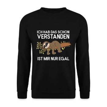 Faultier Hab Verstanden Mir egal Faultierspruch - Unisex Pullover - Schwarz - Vorne - Alina (178cm) & Michal (187cm)
