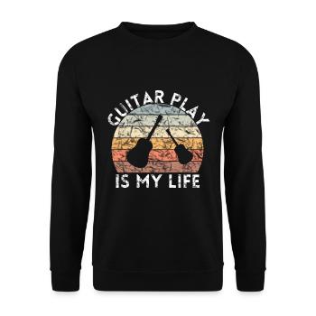 GITARRE SPIELEN IST MEIN LEBEN GITARRE - Unisex Pullover - Schwarz - Vorne - Alina (178cm) & Michal (187cm)