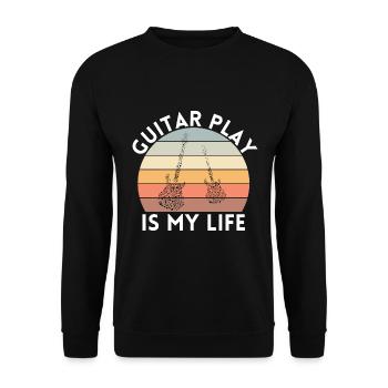 GITARRE SPIELEN IST MEIN LEBEN GITARRE - Unisex Pullover - Schwarz - Vorne - Alina (178cm) & Michal (187cm)