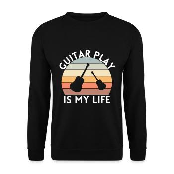 GITARRE SPIELEN IST MEIN LEBEN GITARRE - Unisex Pullover - Schwarz - Vorne - Alina (178cm) & Michal (187cm)