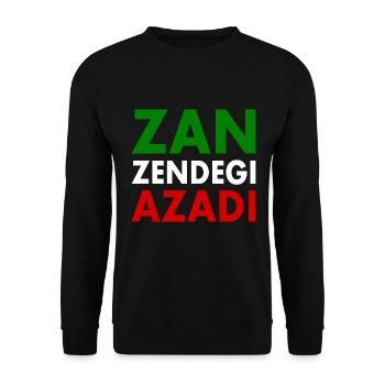 Zan zendegi azadi women life freedom - Unisex Pullover - Schwarz - Vorne - Alina (178cm) & Michal (187cm)