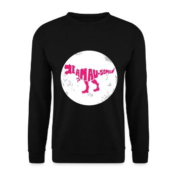 Dinosaurier. I am awesome style. Tiere. Urzeit - Unisex Pullover - Schwarz - Vorne - Alina (178cm) & Michal (187cm)