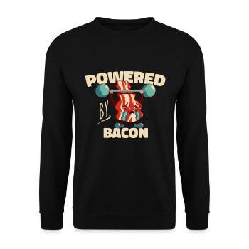 Powered by Bacon Funny Bacon Lover - Unisex Sweatshirt - black - Front - Alina (178cm) & Michal (187cm)