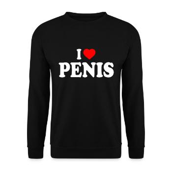 I love penis - Unisex Pullover - Schwarz - Vorne - Alina (178cm) & Michal (187cm)