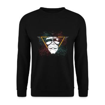 Lustiges Affe Schimpanse DNA - Unisex Pullover - Schwarz - Vorne - Alina (178cm) & Michal (187cm)