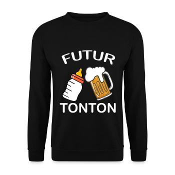 Futur tonton Cadeau Frere Annonce Grossesse - Sweat-shirt Unisexe - noir - Devant - Alina (178cm) & Michal (187cm)