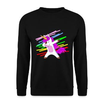 Einhorn Dabbing Unicorn Geschenk - Unisex Pullover - Schwarz - Vorne - Alina (178cm) & Michal (187cm)