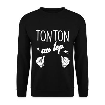 Mon Tonton Au Top - Sweat-shirt Unisexe - noir - Devant - Alina (178cm) & Michal (187cm)