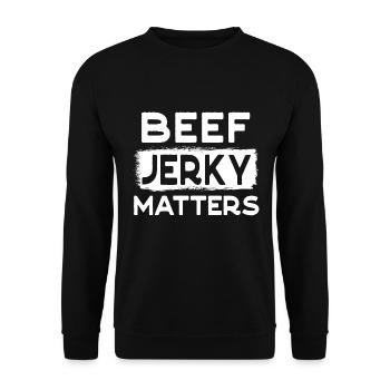 Beef Jerky Matters Meat Lover Dried Meat - Unisex Sweatshirt - black - Front - Alina (178cm) & Michal (187cm)