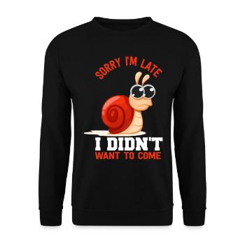 Snail Animal Speed Late Slow - Unisex Sweatshirt - black - Front - Alina (178cm) & Michal (187cm)