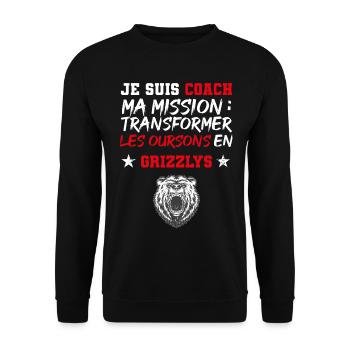 Ma mission : transformer les oursons en Grizzly - Sweat-shirt Unisexe - noir - Devant - Alina (178cm) & Michal (187cm)