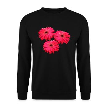blühende Gerbera Blume Gerberas Blüten floral - Unisex Pullover - Schwarz - Vorne - Alina (178cm) & Michal (187cm)