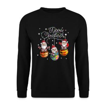 Merry Christmas Santa Claus Christmas Ball - Unisex Sweatshirt - black - Front - Alina (178cm) & Michal (187cm)
