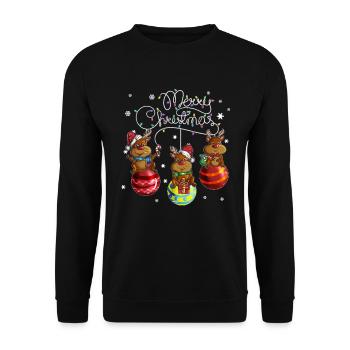 Merry Christmas Reindeer Christmas Ball Motif - Unisex Sweatshirt - black - Front - Alina (178cm) & Michal (187cm)
