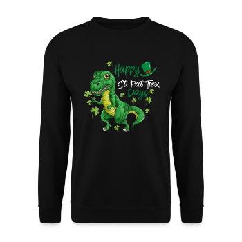 T Rex St.Patrick's Day Funny Holiday Outfit - Unisex Sweatshirt - black - Front - Alina (178cm) & Michal (187cm)