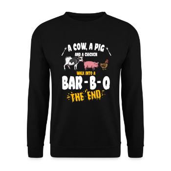 Une vache, un cochon et un poulet entrent dans un bar BQ Grill - Sweat-shirt Unisexe - noir - Devant - Alina (178cm) & Michal (187cm)