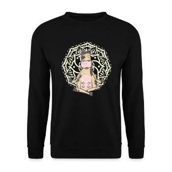 A cow cows Namaste cow motif makes yoga - Unisex Sweatshirt - black - Front - Alina (178cm) & Michal (187cm)