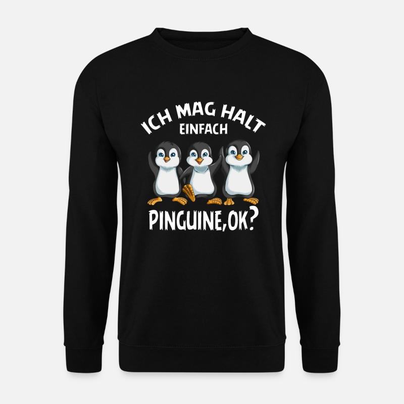 Ich mag halt einfach Pinguin ok Kaiserpinguin - Unisex Pullover - Schwarz