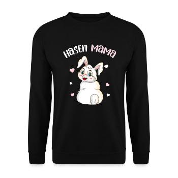 Hasenfreund Mom Hasenmutti Outfit beste Hasen Mama - Unisex Pullover - Schwarz - Vorne - Alina (178cm) & Michal (187cm)