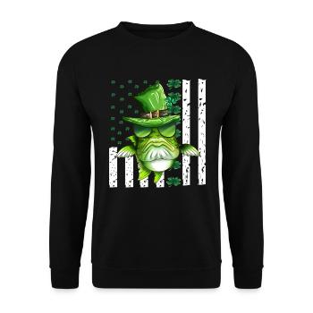 Holiday St Patrick's Costume Disguise Angler - Unisex Sweatshirt - black - Front - Alina (178cm) & Michal (187cm)