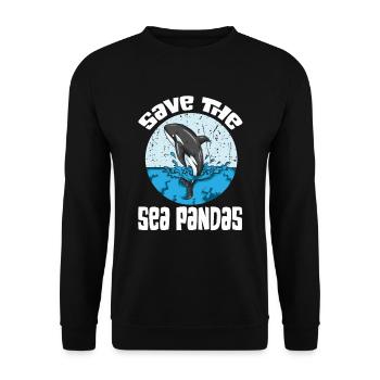 Orques Baleines Bleue Baleine à bosse Protection des baleines Protectrice - Sweat-shirt Unisexe - noir - Devant - Alina (178cm) & Michal (187cm)