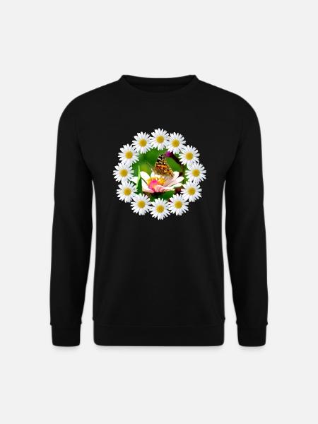 Marguerite-kukka perhoskukkakuviolla - Unisex svetaripaita - musta