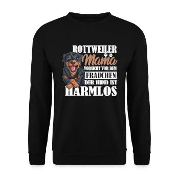 Hunderasse Rottweiler Mama Hundehalter Haustier - Unisex Pullover - Schwarz - Vorne - Alina (178cm) & Michal (187cm)