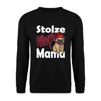 Stolze Mops Mama Hunde Gangster Hundemama Hund - Unisex Pullover - Schwarz - Vorne - Alina (178cm) & Michal (187cm)