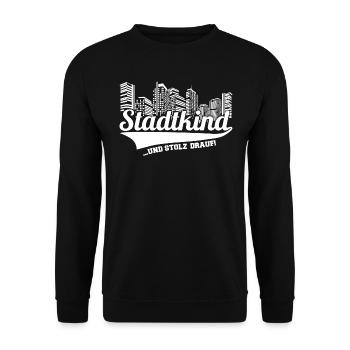 Stadtkind und kein Dorfkind! - Unisex Pullover - Schwarz - Vorne - Alina (178cm) & Michal (187cm)