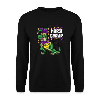 Mardi Grawr Fool's Costume T-Rex Dinosaur Kids - Unisex Sweatshirt - black - Front - Alina (178cm) & Michal (187cm)