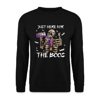 Drôle de squelette d’Halloween buvant du costume de vin - Sweat-shirt Unisexe - noir - Devant - Alina (178cm) & Michal (187cm)