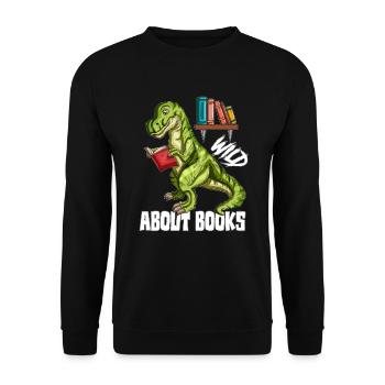 Wild about books Dinosaur T Rex Book Lovers - Unisex Sweatshirt - black - Front - Alina (178cm) & Michal (187cm)