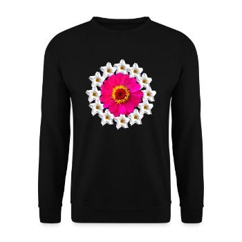 Zinnie Fleur Motif Floral Fleur Zinnia Florale - Sweat-shirt Unisexe - noir - Devant - Alina (178cm) & Michal (187cm)