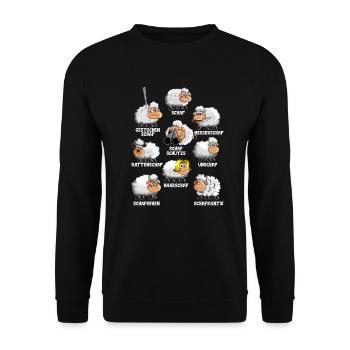 Schaf Unschaf Haarschaf Wortspiel Outfit Schäfer - Unisex Pullover - Schwarz - Vorne - Alina (178cm) & Michal (187cm)