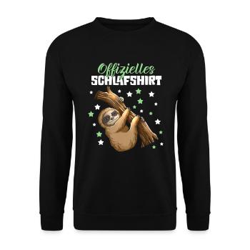 Schlafoutfit Pyjama süßes Faultier schläft Träumen - Unisex Pullover - Schwarz - Vorne - Alina (178cm) & Michal (187cm)