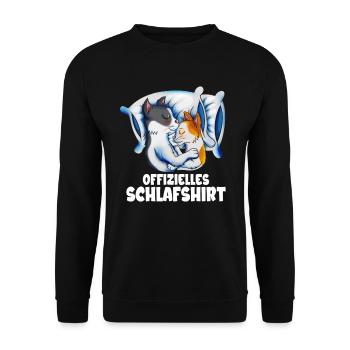Katzenfreund Katzenbesitzer Schlafshirt Katzenpaar - Unisex Pullover - Schwarz - Vorne - Alina (178cm) & Michal (187cm)