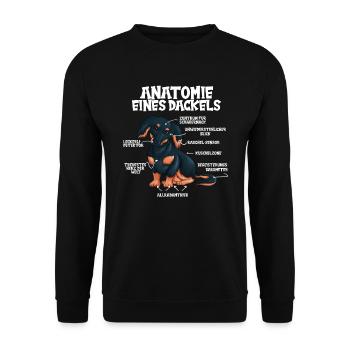 Lustig Hund Kostüm Anatomie Dackel Hundeliebhaber - Unisex Pullover - Schwarz - Vorne - Alina (178cm) & Michal (187cm)