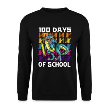 Schule 100 Tage Kinder Dino T-Rex Feiershirt - Unisex Pullover - Schwarz - Vorne - Alina (178cm) & Michal (187cm)