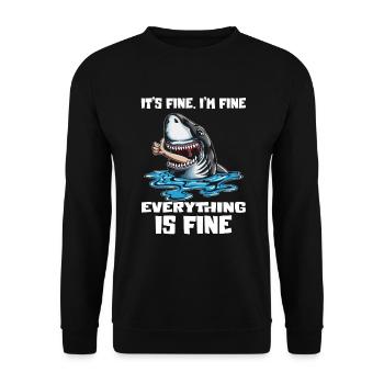 Drôle de dire requin, tout est bon, requin qui mange, - Sweat-shirt Unisexe - noir - Devant - Alina (178cm) & Michal (187cm)