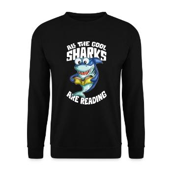 Shark Lit Livre Rat de livre Fan de livre Shark Lovers - Sweat-shirt Unisexe - noir - Devant - Alina (178cm) & Michal (187cm)