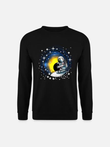 Surfer Kosmonaut Surfe über Galaxien Sonnensystem - Unisex Pullover - Schwarz