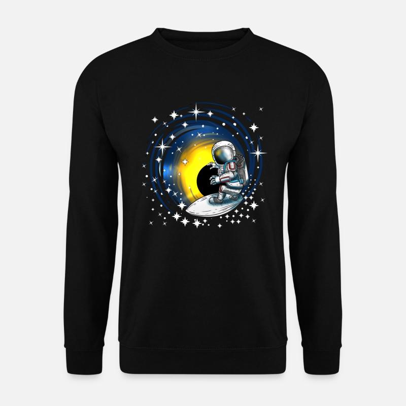 Surfer Kosmonaut Surfe über Galaxien Sonnensystem - Unisex Pullover - Schwarz