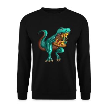 Pizza T-Rex Fastfood Fan Dinosaur Lover - Unisex Sweatshirt - black - Front - Alina (178cm) & Michal (187cm)