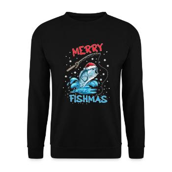 X Mas Fish Pêcheur de Noël Amateur de poisson Pêche - Sweat-shirt Unisexe - noir - Devant - Alina (178cm) & Michal (187cm)