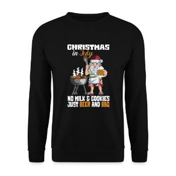 Statt milch Kekse Bier und BBQ Christmas In July - Unisex Pullover - Schwarz - Vorne - Alina (178cm) & Michal (187cm)