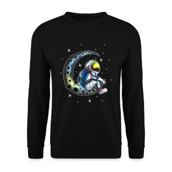 Raumfahrer Mond Astronomie Sterne All Weltraum Fan - Unisex Pullover - Schwarz - Vorne - Alina (178cm) & Michal (187cm)